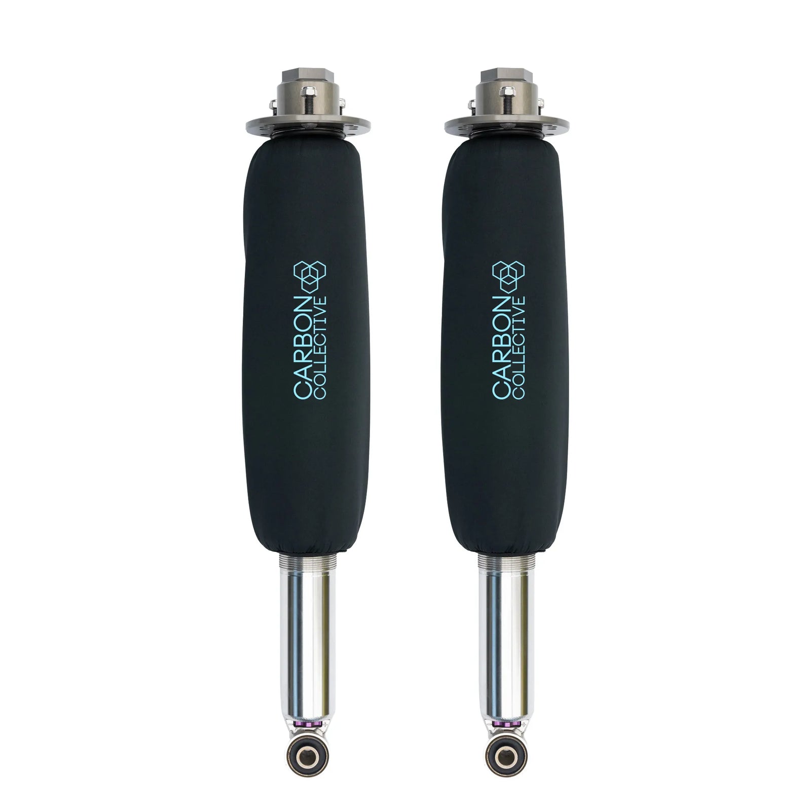 Carbon Collective neoprene coilover cover fitted on coilovers, 350mm length, 2.25/2.5 inch spring.