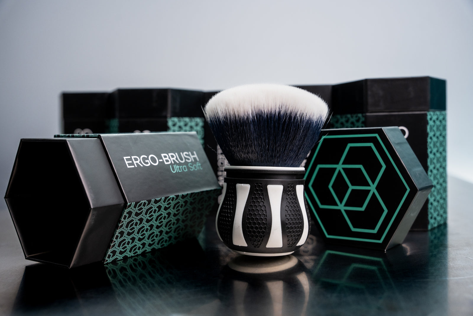 Carbon Collective Ultra Soft Ergo Detailing Brush with ultra-soft synthetic bristles and a non-slip hexagonal grip. Safe for delicate surfaces like gloss black trim, interiors, and exteriors, usable wet or dry.