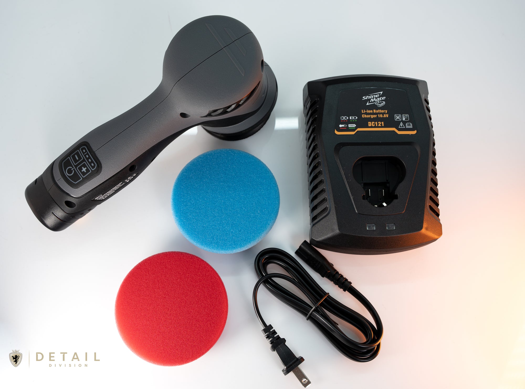 ShineMate Car detailing tool set with polisher, charger, and pads on a white background