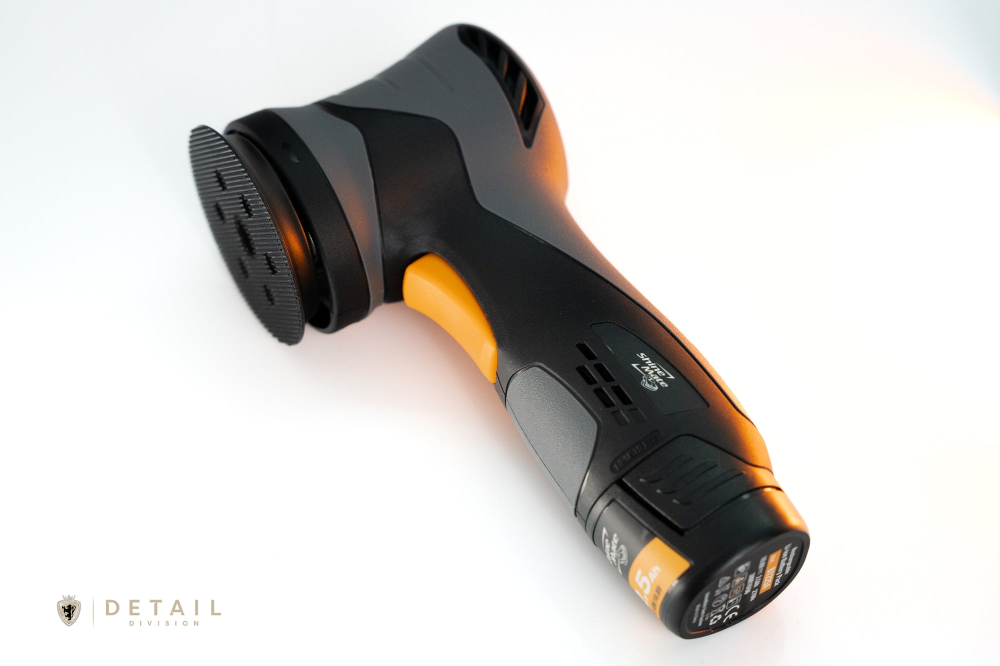 Black and orange car detailing tool on a white background
